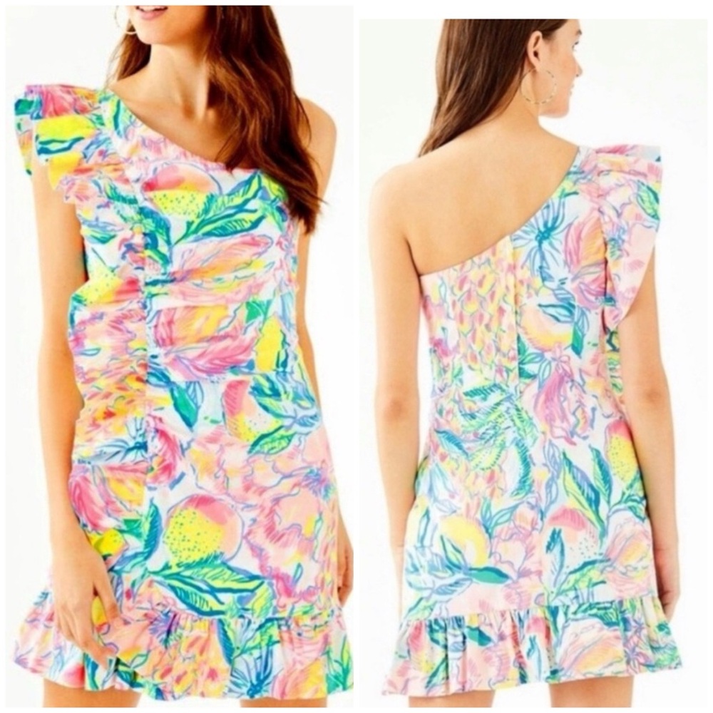 Lilly Pulitzer Tiffani Fiesta Bamba One Shoulder Dress NEW
